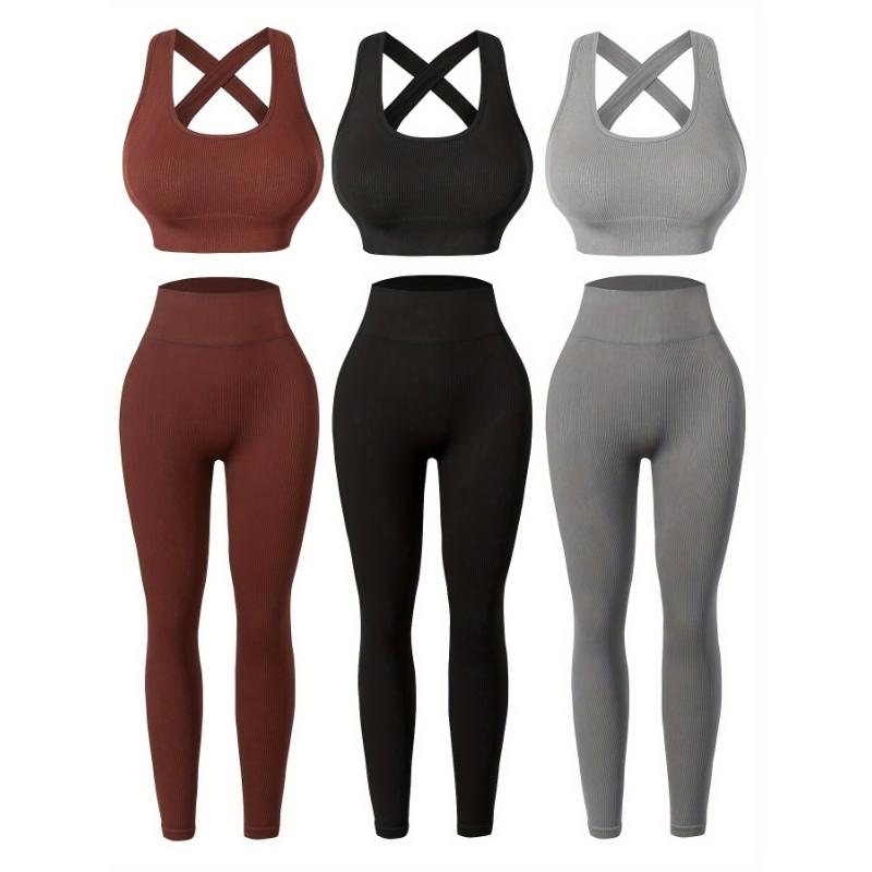 Women's Seamless Yoga & Running Set - High-Waist Butt Lifting Leggings with Sleeveless Sports Bra, Breathable Activewear for All Seasons