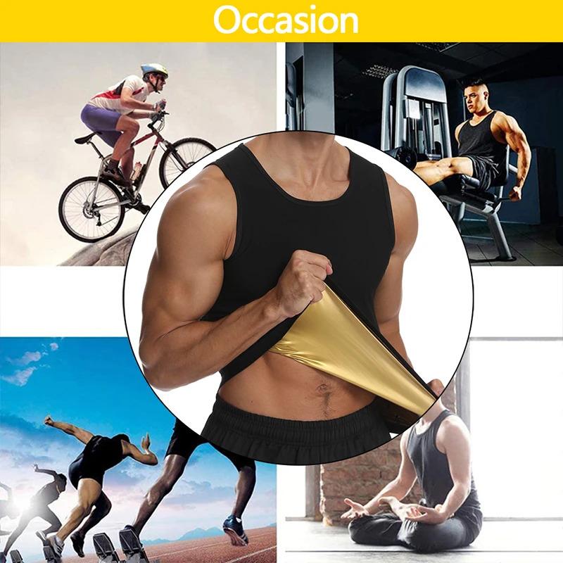 Heat Trapping Vest Pullover Sweat Sauna Shirts Workout Tank Tops Sauna Shapewear Waist Trainer for Men Compression Fitness Gym