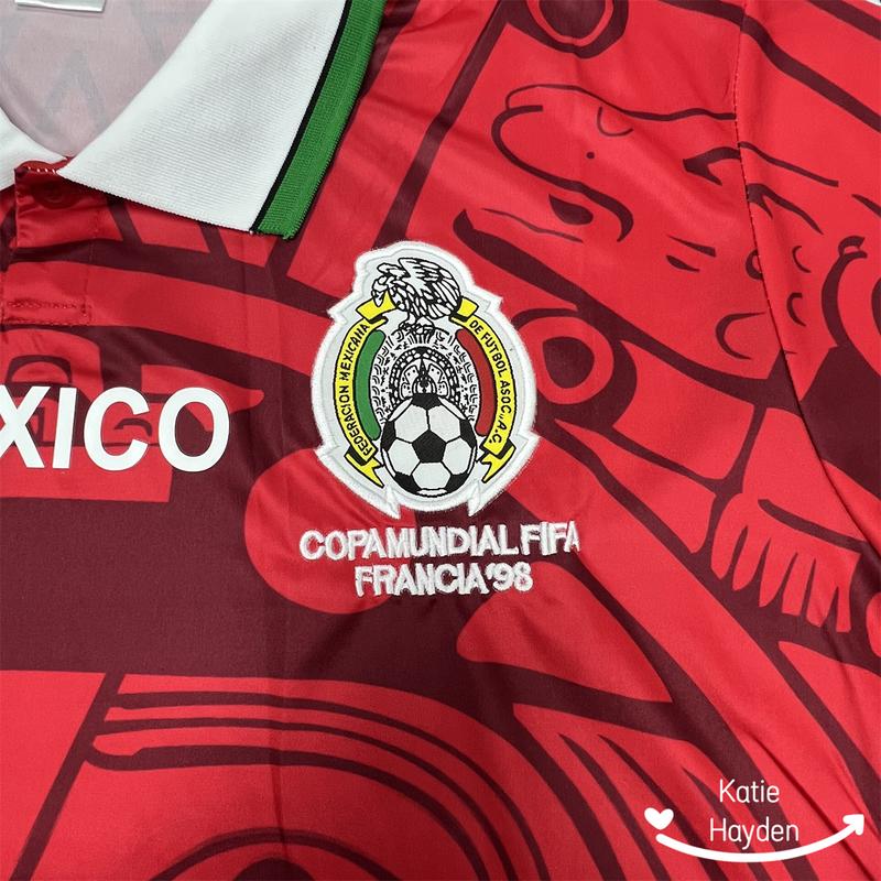 1998 Mexico Soccer National Team Home BLACK Nostalgia Soccer Jersey