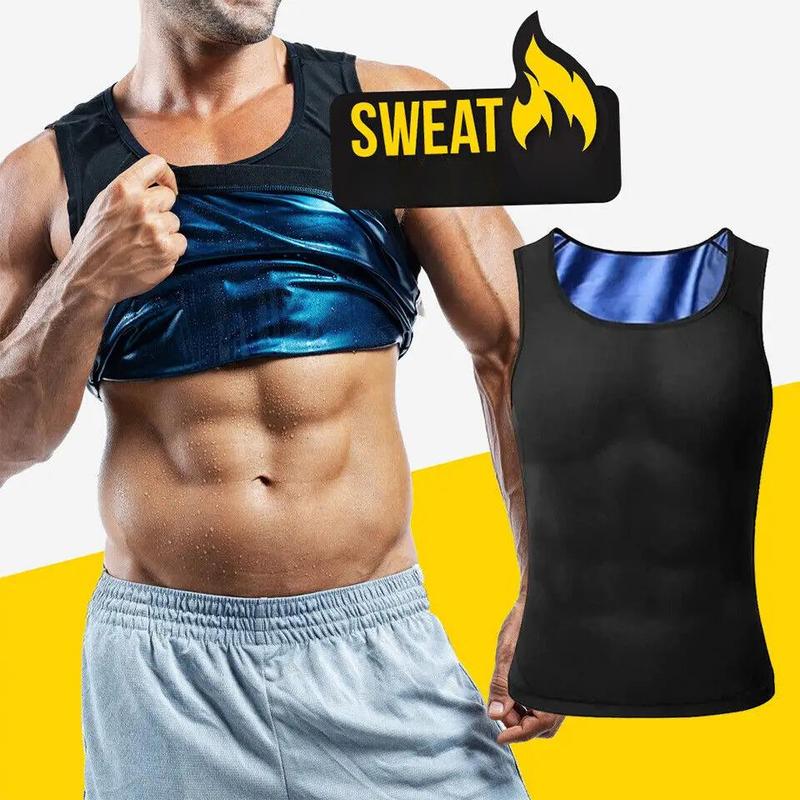 Heat Trapping Vest Pullover Sweat Sauna Shirts Workout Tank Tops Sauna Shapewear Waist Trainer for Men Compression Fitness Gym