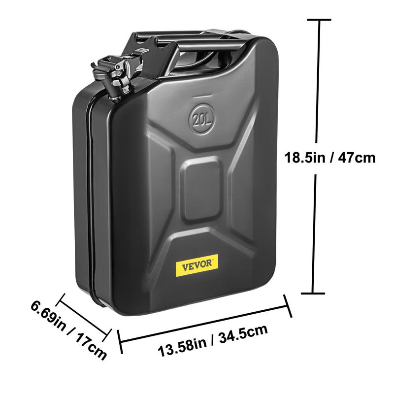 VEVOR Jerry Fuel Can, 5.3 Gallon   20 L Portable Jerry Gas Can with Flexible Spout System, Rustproof ＆ Heat-resistant Steel Fuel Tank for Cars Trucks Equipment, Black