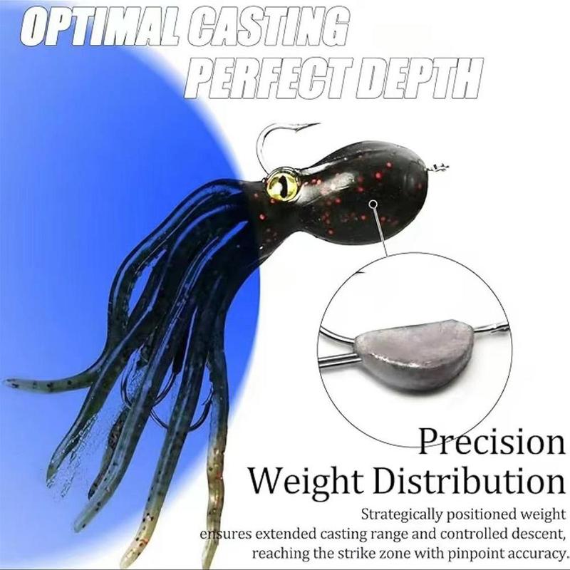 Soft Octopus Swimbait, 1 Count Artificial Fishing Lure with Double Hooks, Fake Fishing Bait, Outdoor Fishing Accessories