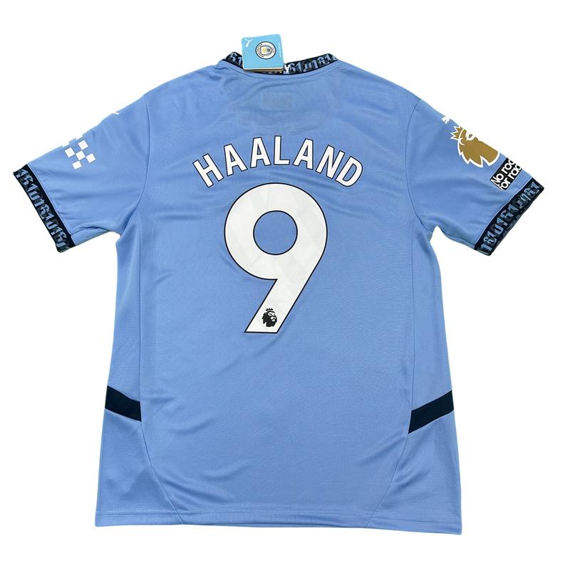 Puma 2425 Manchester City Home Blue Short Sleeve Retro Top Haaland No.9 Soccer Jersey Quick Dry Premier League