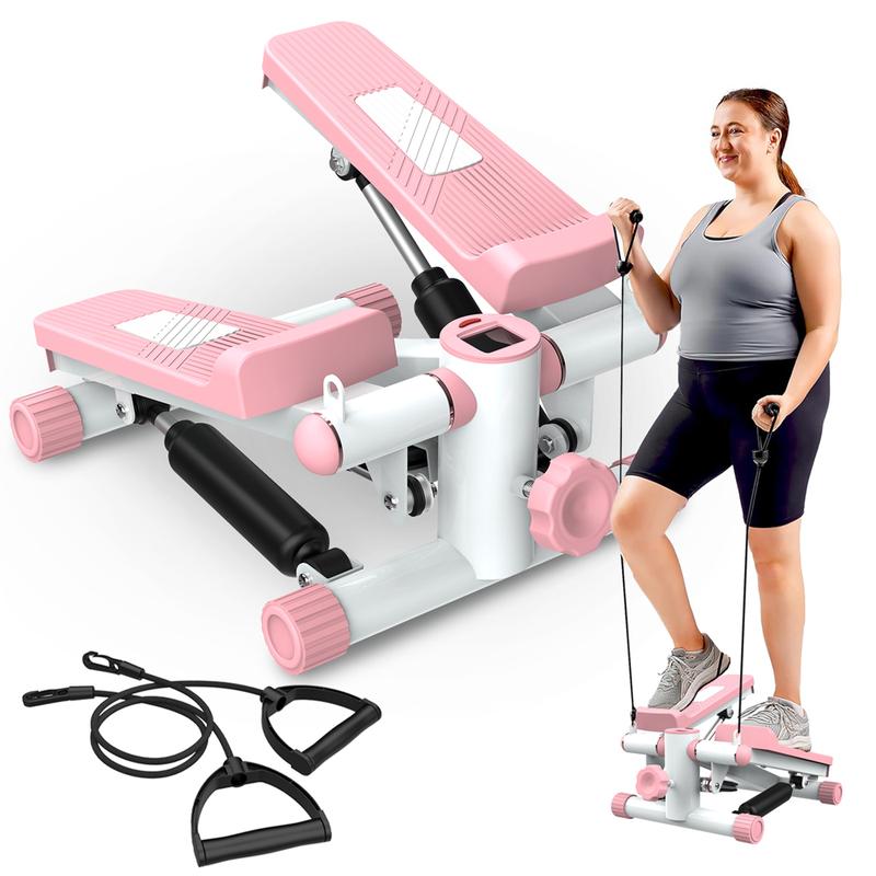 Upgraded Steppers for Exercise, Mini Stepper with Super Quiet Design, 330LBS Exercise Equipment for Home Workouts, Steppers with LCD Monitor, with Resistance Bands