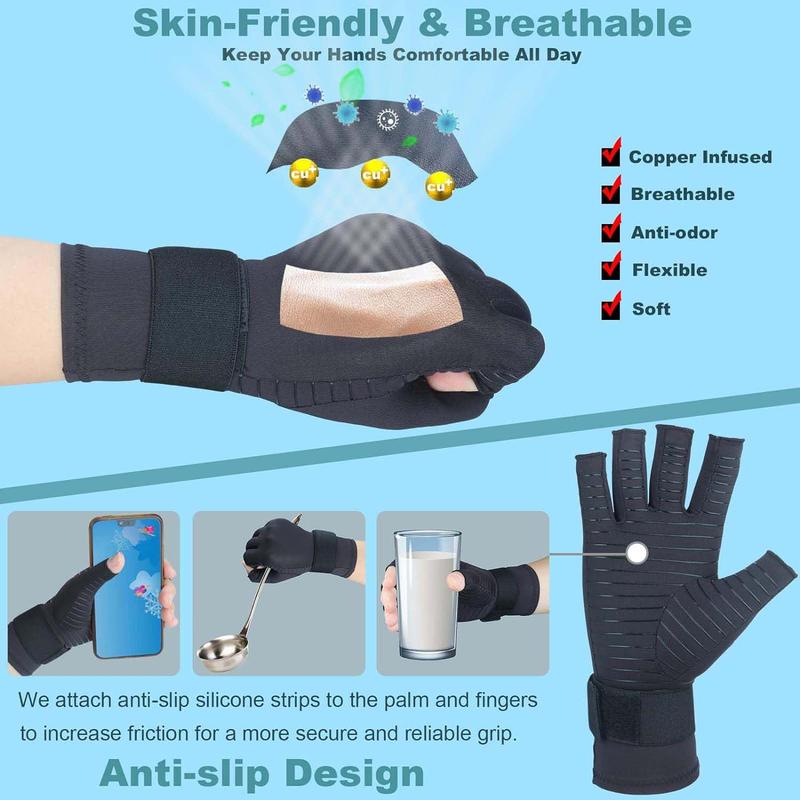 Wrist Support Gloves for Women Men, 1 Pair Adjustable Silicone Non-slip Fitness Gloves, Fingerless Gloves for Daily Work Outdoor Cycling