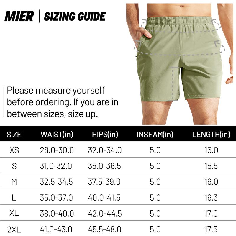 MIER Men's  Running Shorts 5 Inches, Quick Dry Workout Shorts with Pockets