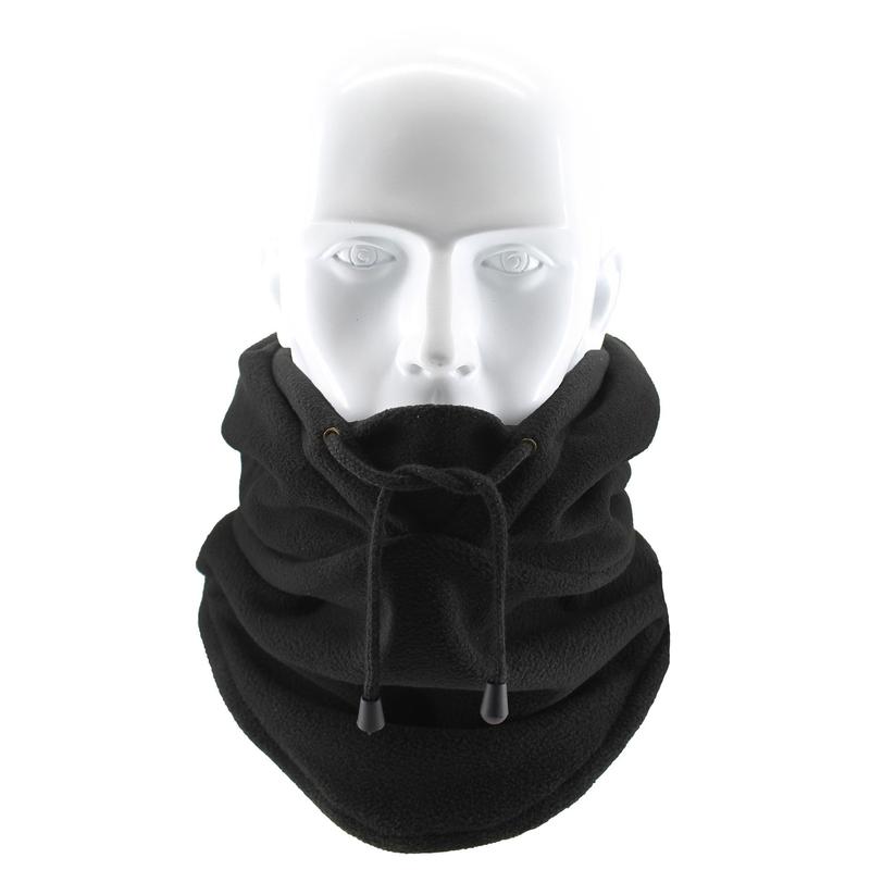 Winter Face Mask with Drawstring, Windproof Warm Neck Gaiter with Hood, Outdoor Sports Face Cover for Cycling Skiing, Christmas Gift