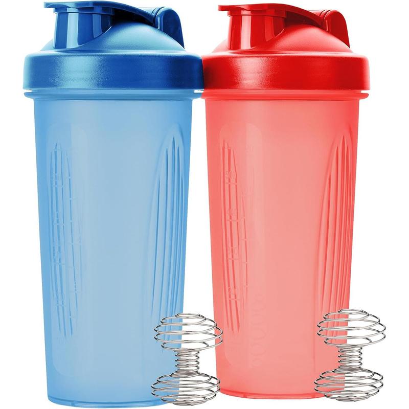 Shaker Bottles for Protein Mixes, 28 oz, 2 Pack, Red and Blue, Protein Shaker Bottle with Wire Whisk Ball, Shaker Cup, Mixer Bottle, Protein Shake Bottles, Protein Shake Bottle,Holiday Gifts