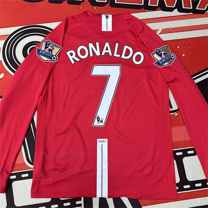 Soccer Jersey Fans Version Home kit Cristiano Ronaldo #7 Red Long Sleeves