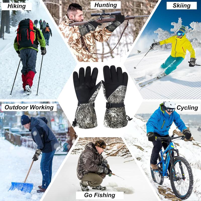 Heated Hunting Gloves for Men Women Thermal Electric Rechargeable Battery Heated Gloves Winter Waterproof Warming Touchscreen Gloves Heating Mitten for Skiing Cycling Climbing Hiking