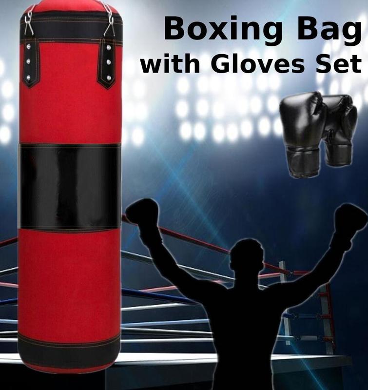 Punching Bag for Adults Kids, 4FT Oxford Heavy Boxing Bag Set, Punching Bag with Boxing Gloves, Chains, Hand Wraps, Suitable X‘mas Gift for MMA Karate Kickboxing Boxing - Unfilled