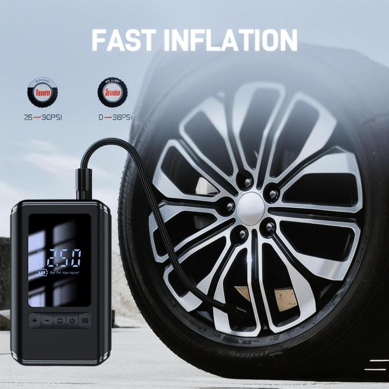 Portable Car Air Pump, 150PSI Car Tire Inflator with Digital Display, Rechargeable Electric Air Pump for Car SUV MPV RV Motorcycles Bike Ball, Men Gifts