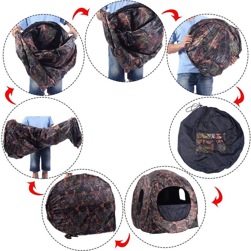 Hunting Blind, 3 Persons Pop Up Ground Blind with Hub System, Carry Bag for Deer & Turkey, Camo Hunting Tent with 360 Degree View See Through Portable Durable Deer Blind