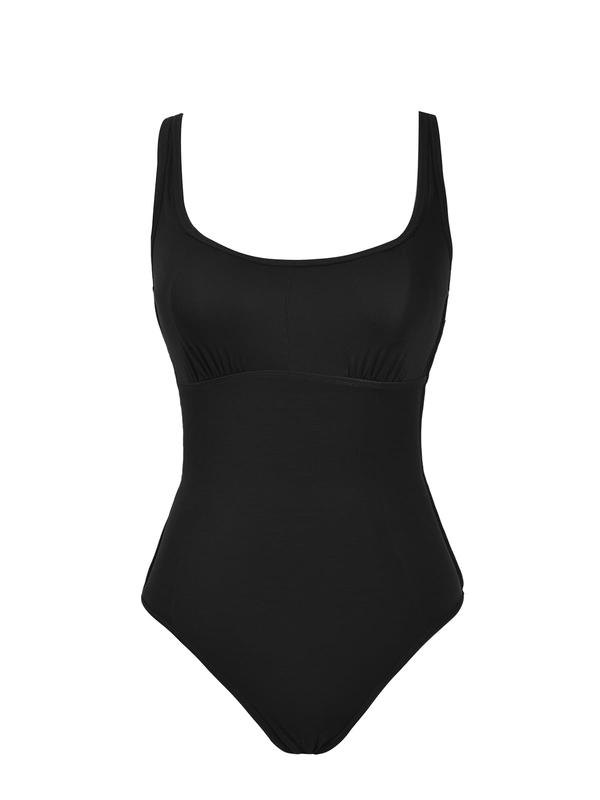 Activewear, Adjustable Straps Slimming One Piece Swimsuit, Slimming, Tummy Control, Fashion, One Piece Swimsuit, Adjustable Straps Swimsuit, Summer, Beach, Square Neck Swimsuit, Crisscross Back Swimsuit