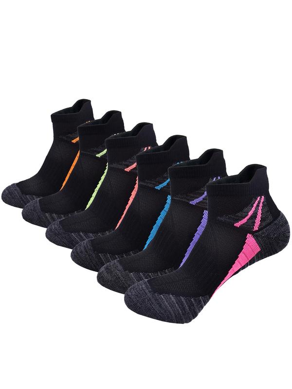 Women's Colorblock Ankle Socks, Sporty Breathable Comfortable Sports Compression Socks for Running Jogging, Athletic Socks for All Seasons