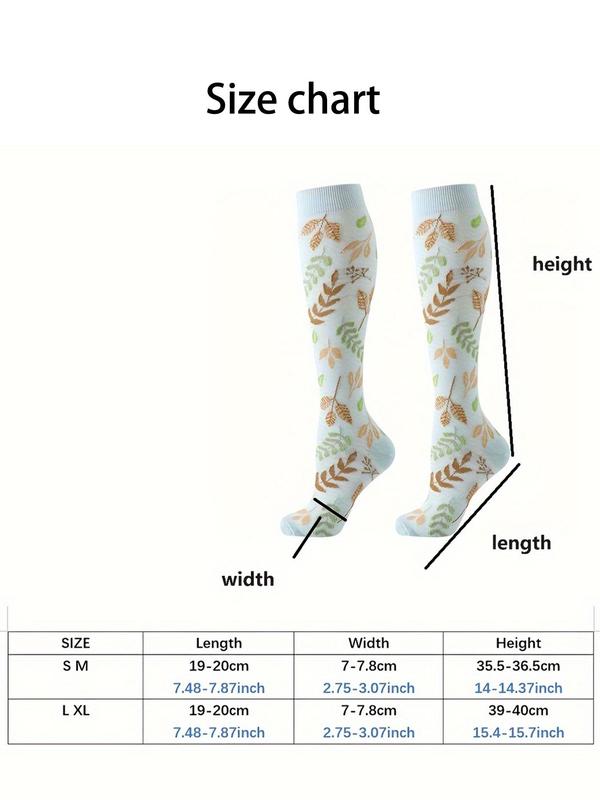 Women's Floral Print Athletic Socks, Breathable Comfortable Sports Socks, Athletic Socks for Running Jogging, Over Calf Socks for Sports Outdoors, Women's Socks for All Seasons