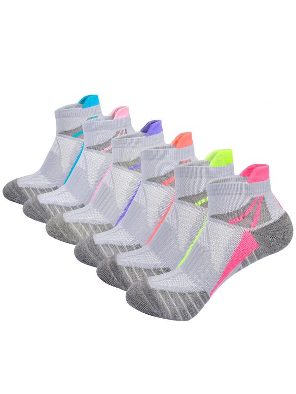 Women's Colorblock Ankle Socks, Sporty Breathable Comfortable Sports Compression Socks for Running Jogging, Athletic Socks for All Seasons