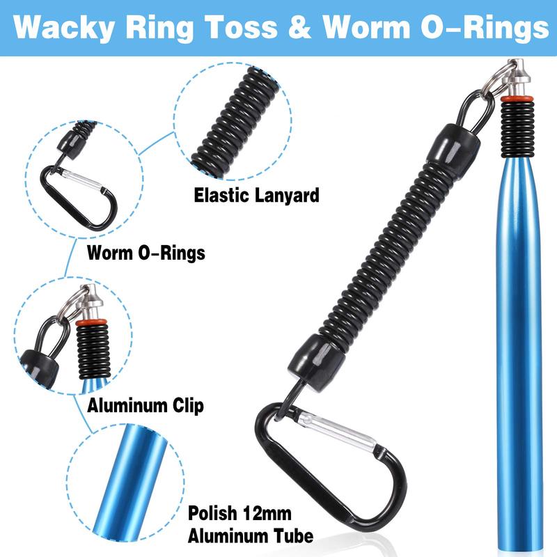 133PCS Wacky Worm Lure Set - Soft Plastic Baits, Grub Lures, Wacky Rig Hooks, O-Rings, Weed Guard Hooks, Freshwater Fishing Tackle Box, Suitable for Bass and Trout, Includes Wacky Rig, Carolina Rig, Texas Rig, Soft Stick Baits, and Fishing Tools