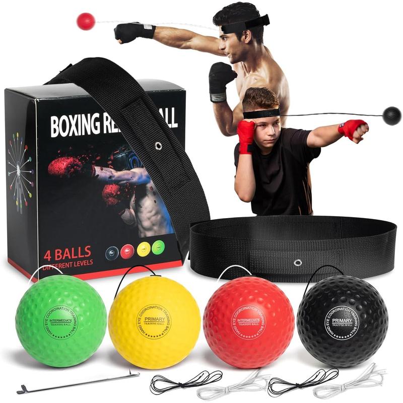 Boxing Ball Family Pack Plus with Adjustable Headband,4 Boxing Ball Suitable Reaction,Agility,Punching Speed,Fight Skill and Hand Eye Coordination Training for Adults and Kids