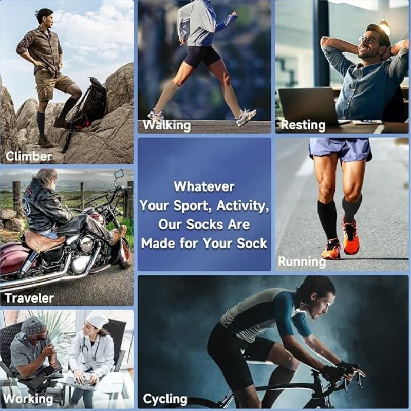 Unisex's Blood Circulation Compression Socks, 8 Pairs Sports Running & Hiking Socks, Sports & Outdoor Accessories