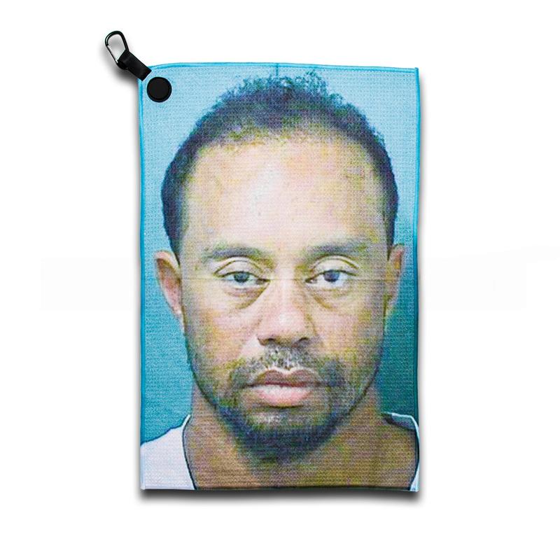 Tiger Woods Mugshot Magnetic Golf Towel - High-Quality Microfiber Material, Strong Magnetic Attachment, Unique Design - 16