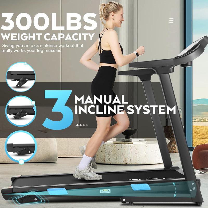 Treadmill with Incline, 3.25HP 18 INCH Wide Treadmill for Home, 300lb Capacity Walking Running Machine with 36 Preset Programs,18