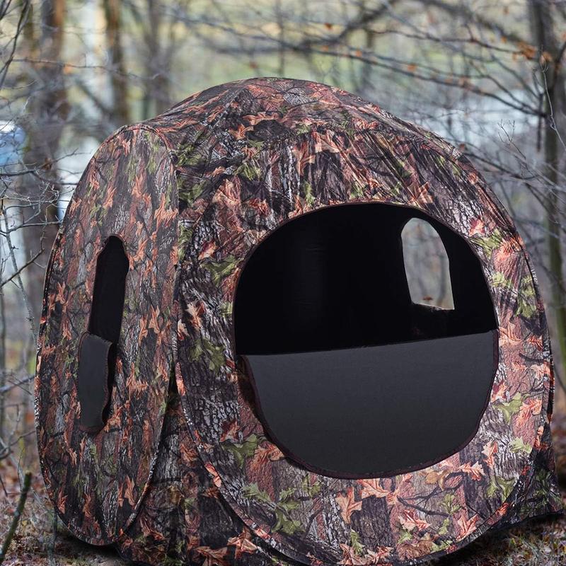 Hunting Blind, 3 Persons Pop Up Ground Blind with Hub System, Carry Bag for Deer & Turkey, Camo Hunting Tent with 360 Degree View See Through Portable Durable Deer Blind