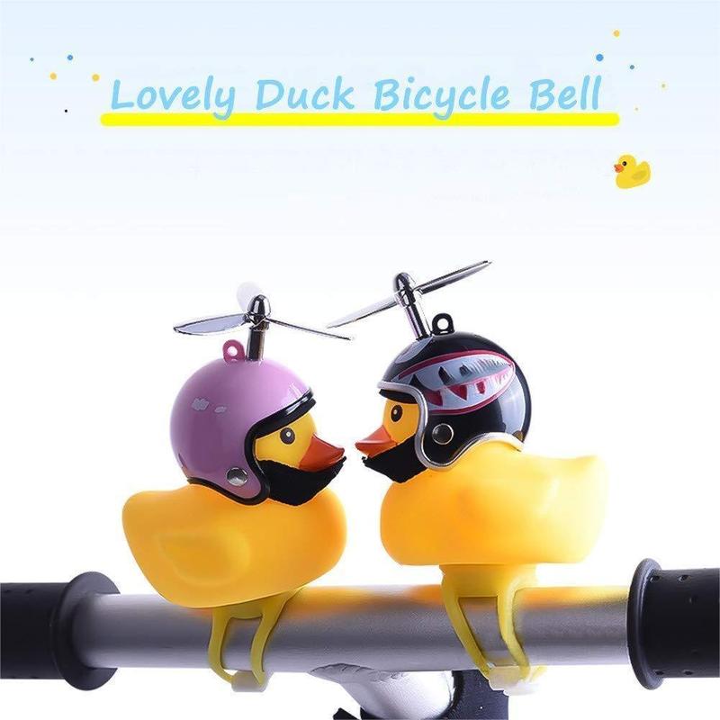 Duck Bicycle Bell, Rubber Duck Bicycle Accessories with LED Lights, Cute Propeller Handlebar Bicycle Horn for Adults Sports Outdoor