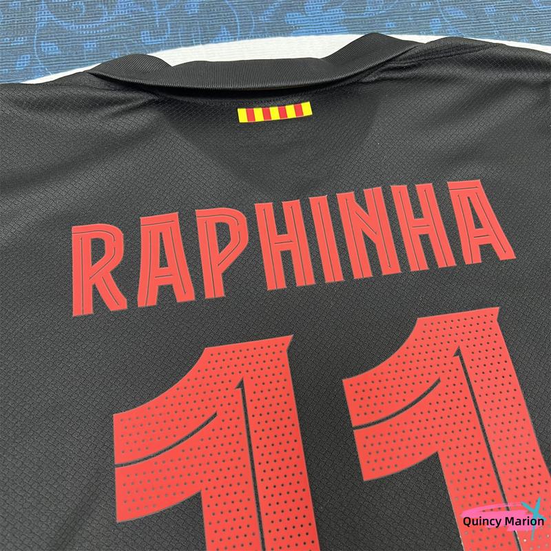 2425 Black Away Raphinha 11 Short Sleeve Soccer Jersey