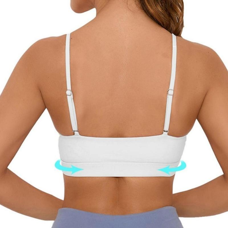 Women's Sports Bra Can Be Crossed And Adjusted Backless Bra With Removable Pads , Comfort Solid Color Wireless Sports Bra lightweight gym wear