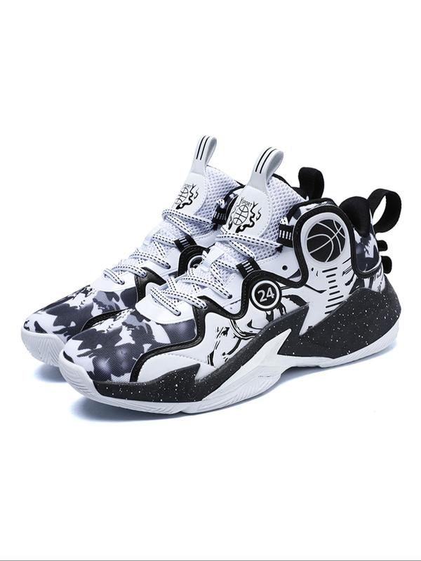 Women's All Over Print Lace Up Basketball Shoes, Sporty Breathable Comfortable Non-slip Basketball Shoes, Basketball Footwear for Outdoor Sports