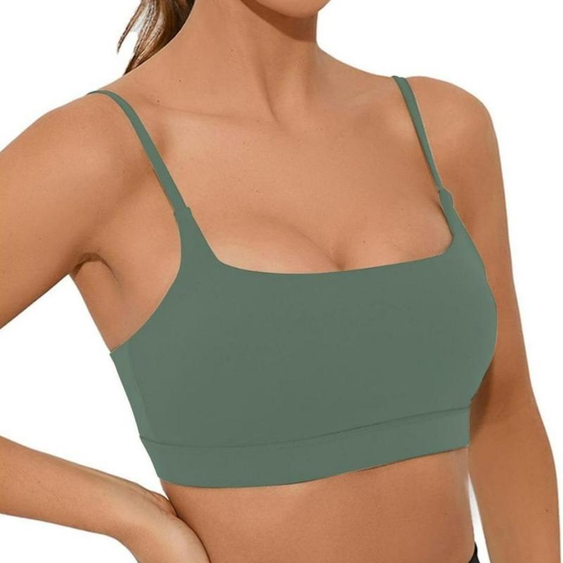 Women's Sports Bra Can Be Crossed And Adjusted Backless Bra With Removable Pads , Comfort Solid Color Wireless Sports Bra lightweight gym wear