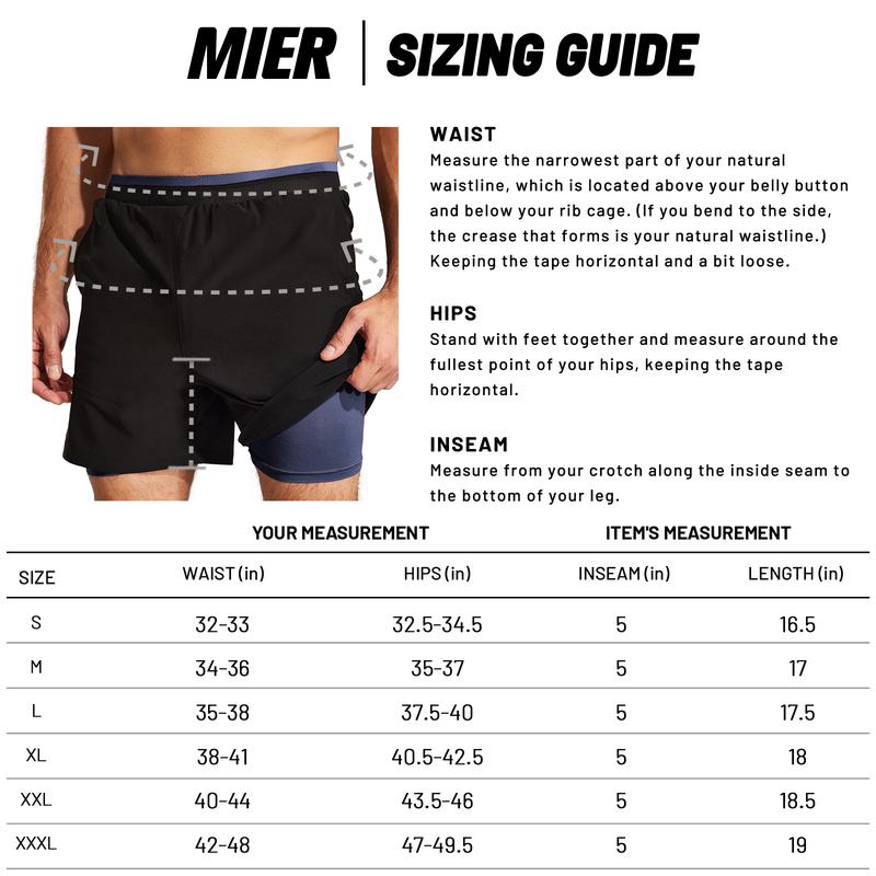 MIER Men's 2 in 1 Running Shorts With Liner 5