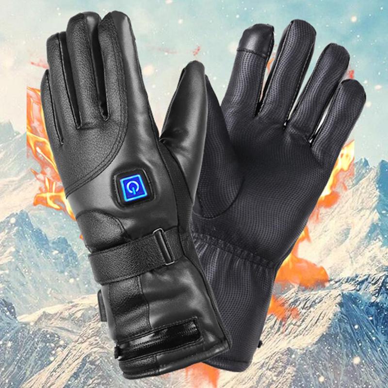 Rechargeable Heated Gloves 3 Temperature Levels Waterproof Heating Gloves Cold Weather Gloves for Outdoor Cycling Skiing Hiking