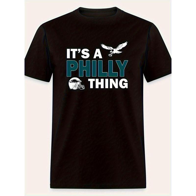 1cps Philadelphia Style Printed Men's Comfortable Cotton Short Sleeve T-shirt, Breathable Versatile Summer Casual Sports Top, Best Gift Choice