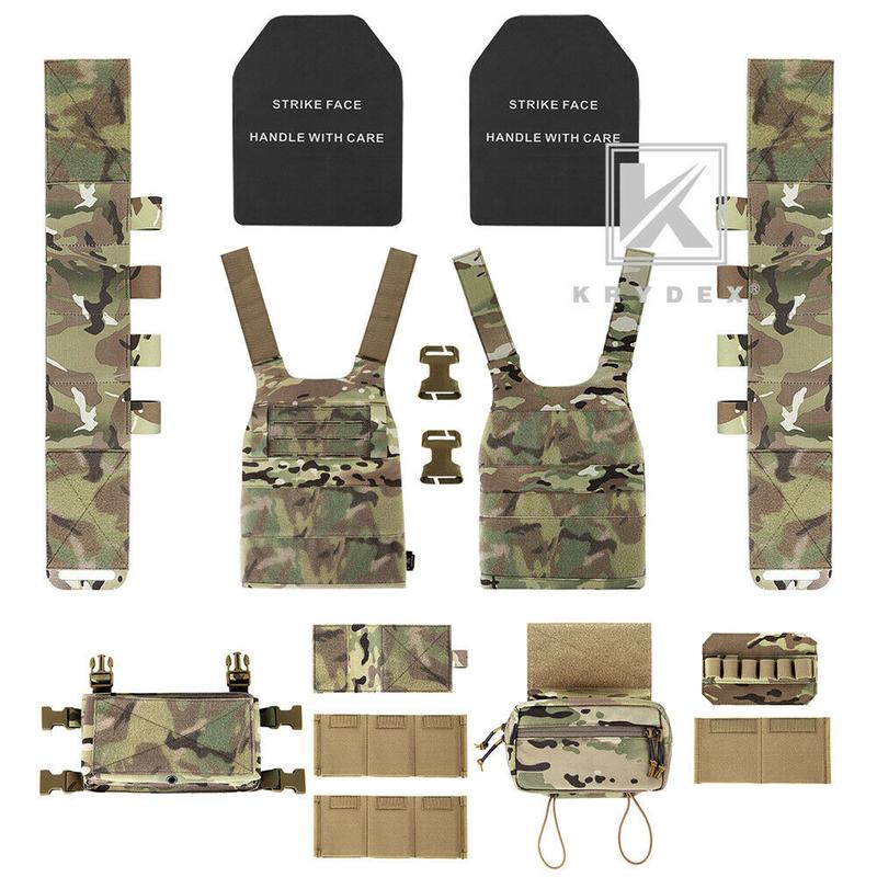 KRYDEX Low  Lightweight Vis Slick Plate Carrier Tactical Vest and  Micro Fight Chest Rig Full Set tactical vest