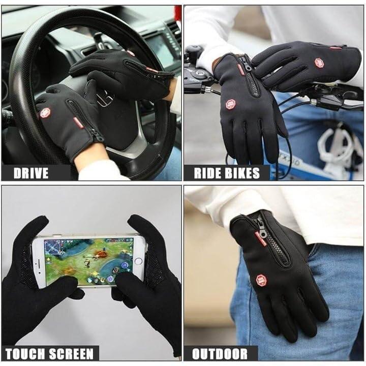 Touch Screen Windproof Gloves for Men Women Warm Adjustable Anti-Slip Gloves for Outdoor Running Cycling Fishing Skiing and Other Sports