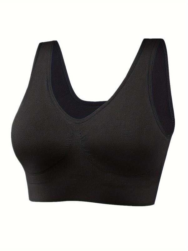 5PCs Plus Size Seamless Full Cover Sports Bra - Wireless, Backless, Medium Stretch, Solid Color, Pullover Fitness Tank Bra for Comfortable Workout ,bra pack seamless sexy bras casual bra Plus Size