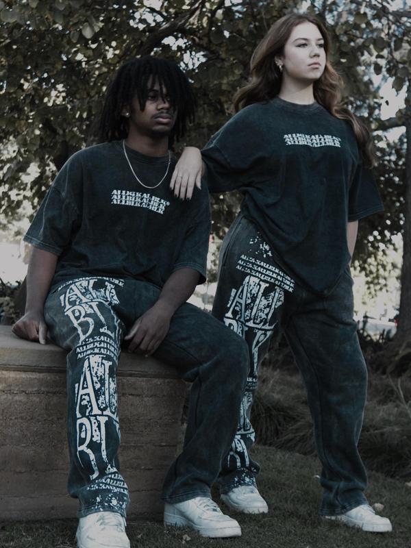 ALLBLK Acid Wash Joggers for Men and Women, All Seasons, High GSM