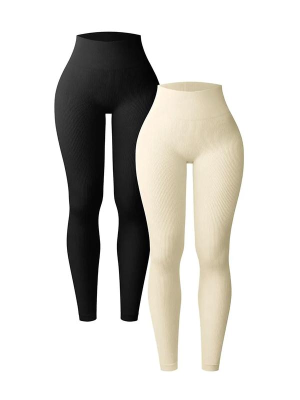 Women's 2 4pcs Basic Plain High Waist Sports Leggings, Fall Outfits 2024, Fall Sporty Casual Comfy Lady Skinny Compression Pants for Yoga Gym Workout Running, Workout Clothes Women