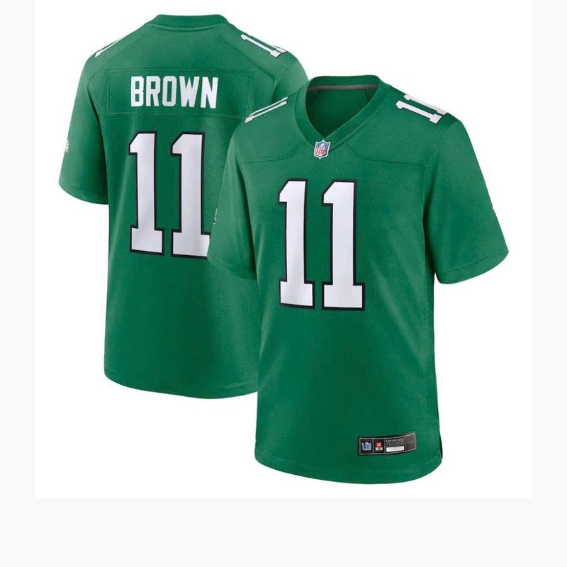 Men's Philadelphiaaa Eagless A.J. Brownn Kelly Green Alternate Game Player Jersey, Philadelphiaa Eagless apparel, Football fan gear, NFLL player jerseys