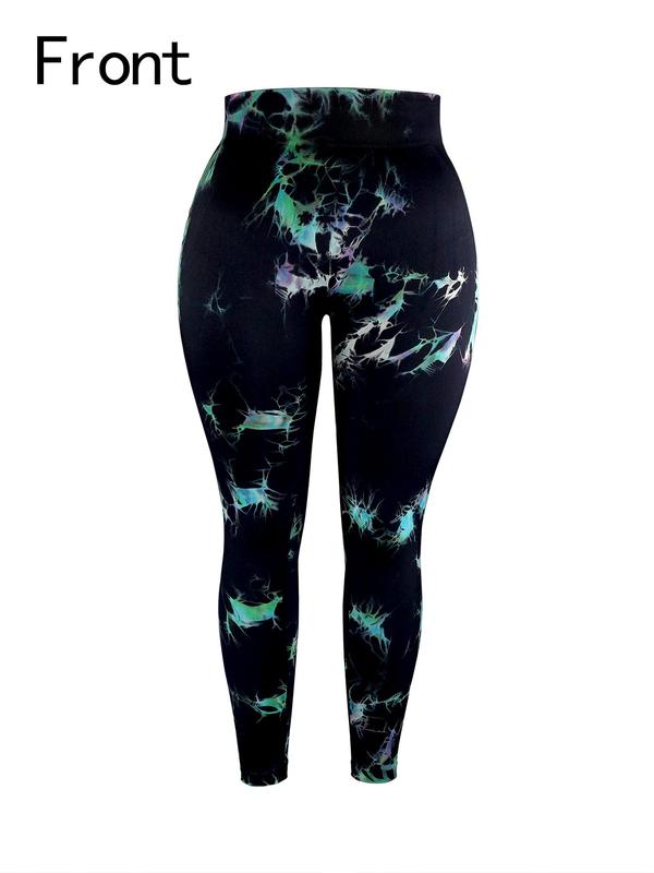  Tie Dye Print High Waist Sports Leggings, Casual Comfy Breathable Skinny Tummy Control Pants for Yoga Gym Workout, Women's Sport & Outdoor Clothing for Summer