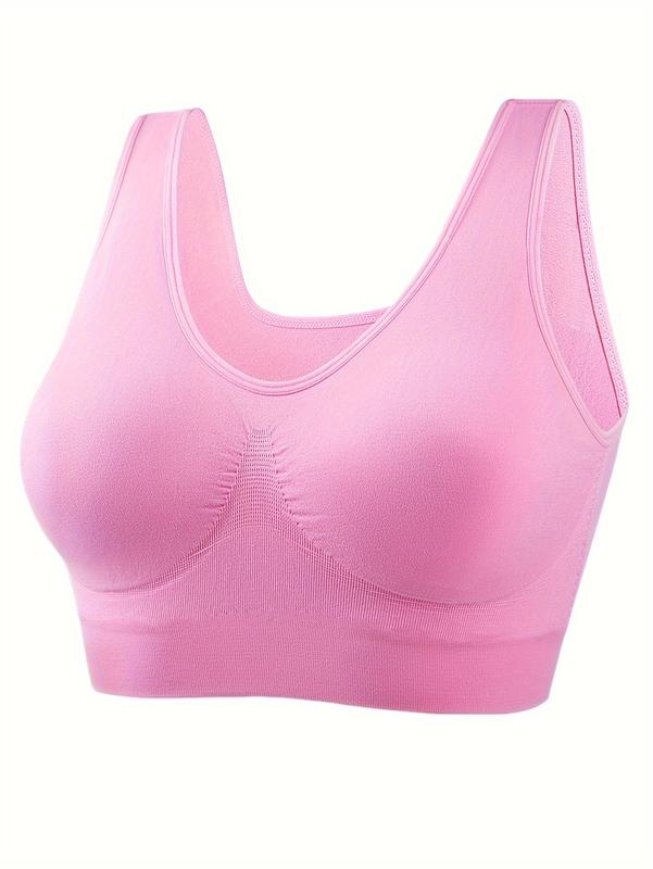 5PCs Plus Size Seamless Full Cover Sports Bra - Wireless, Backless, Medium Stretch, Solid Color, Pullover Fitness Tank Bra for Comfortable Workout ,bra pack seamless sexy bras casual bra Plus Size