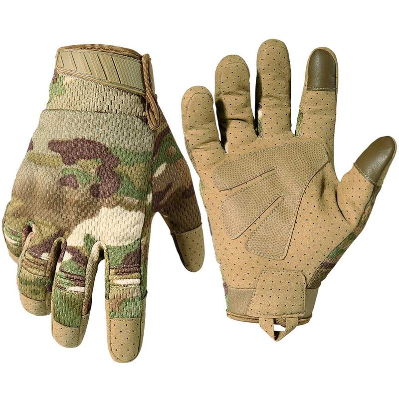 Camouflage Full Finger Sports Gloves, Breathable Touch Screen Gloves, Outdoor Cycling Hiking Climbing Camping Gloves, Sports Gloves for Men & Women