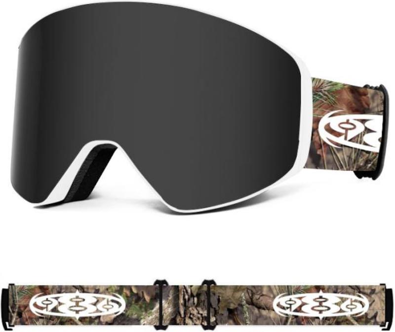 986 Stylish Trendy Ski and Snowboard Goggles, MAGNETIC LENES, ANTIFOG… (Camo)