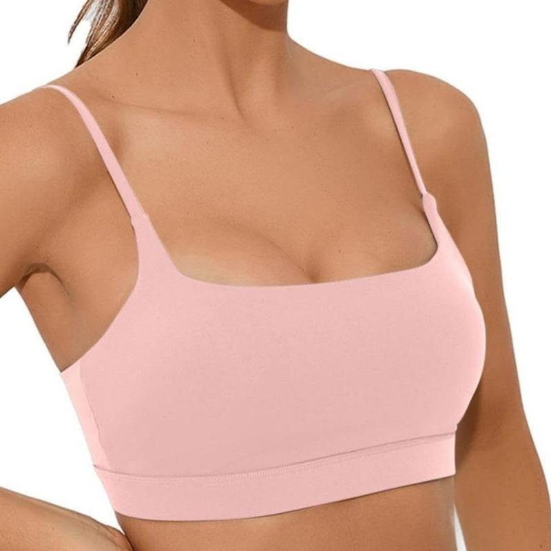 Women's Sports Bra Can Be Crossed And Adjusted Backless Bra With Removable Pads , Comfort Solid Color Wireless Sports Bra lightweight gym wear