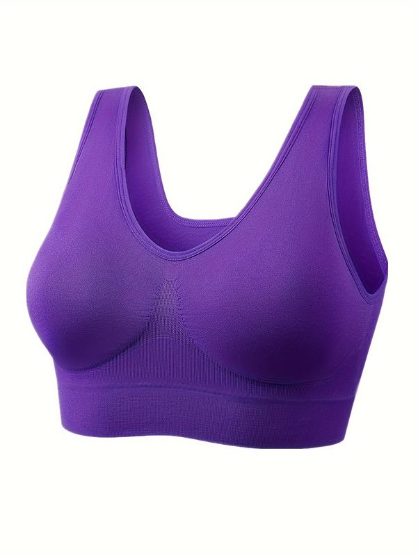 5PCs Plus Size Seamless Full Cover Sports Bra - Wireless, Backless, Medium Stretch, Solid Color, Pullover Fitness Tank Bra for Comfortable Workout ,bra pack seamless sexy bras casual bra Plus Size