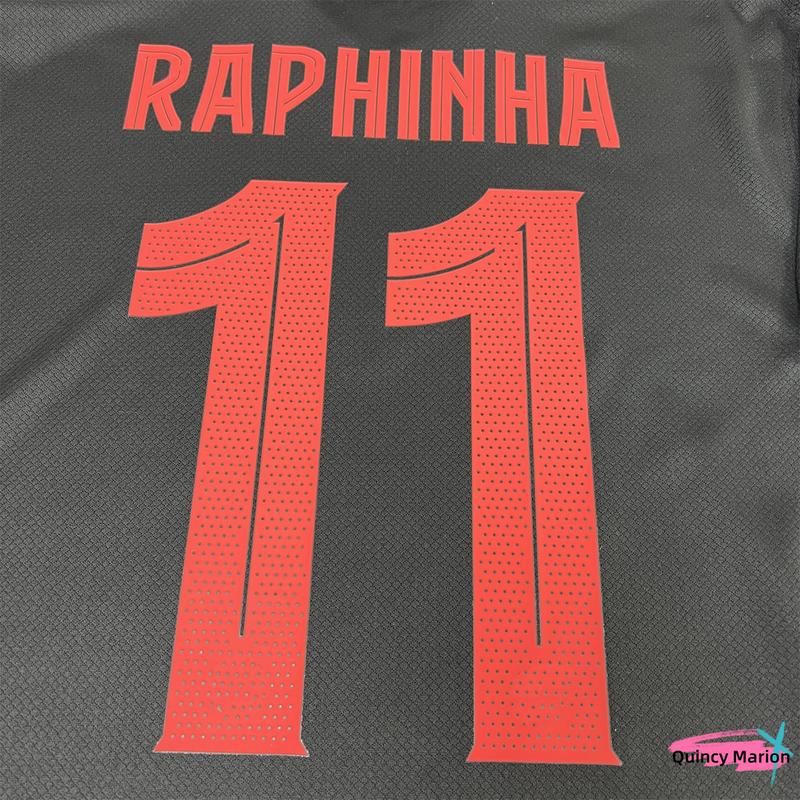 2425 Black Away Raphinha 11 Short Sleeve Soccer Jersey