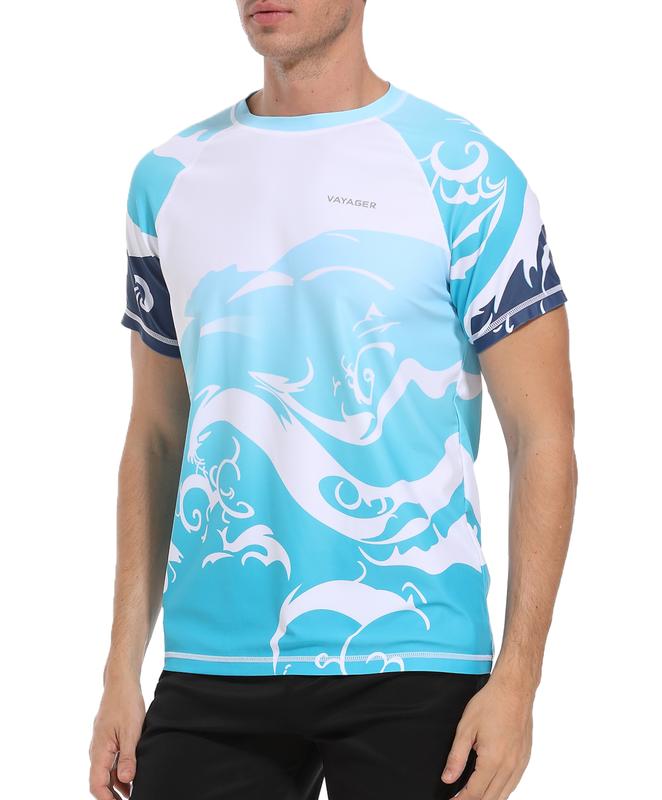 Men's Swim Shirts Rash Guard UPF 50+ T-Shirts Quick Dry Loose Fit Water Surfing Shirt