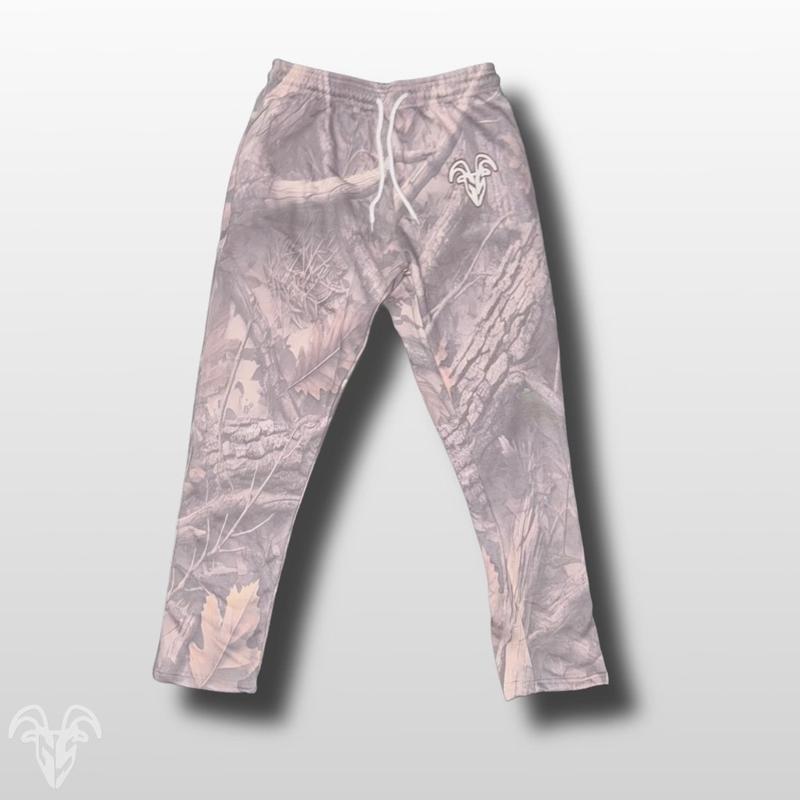 Goat Strength Vintage Camo Sweatpants With Zipper Pockets - White Washed Acid Washed Camouflage pants for Men & Women Joggers Realistic Camouflage Pants